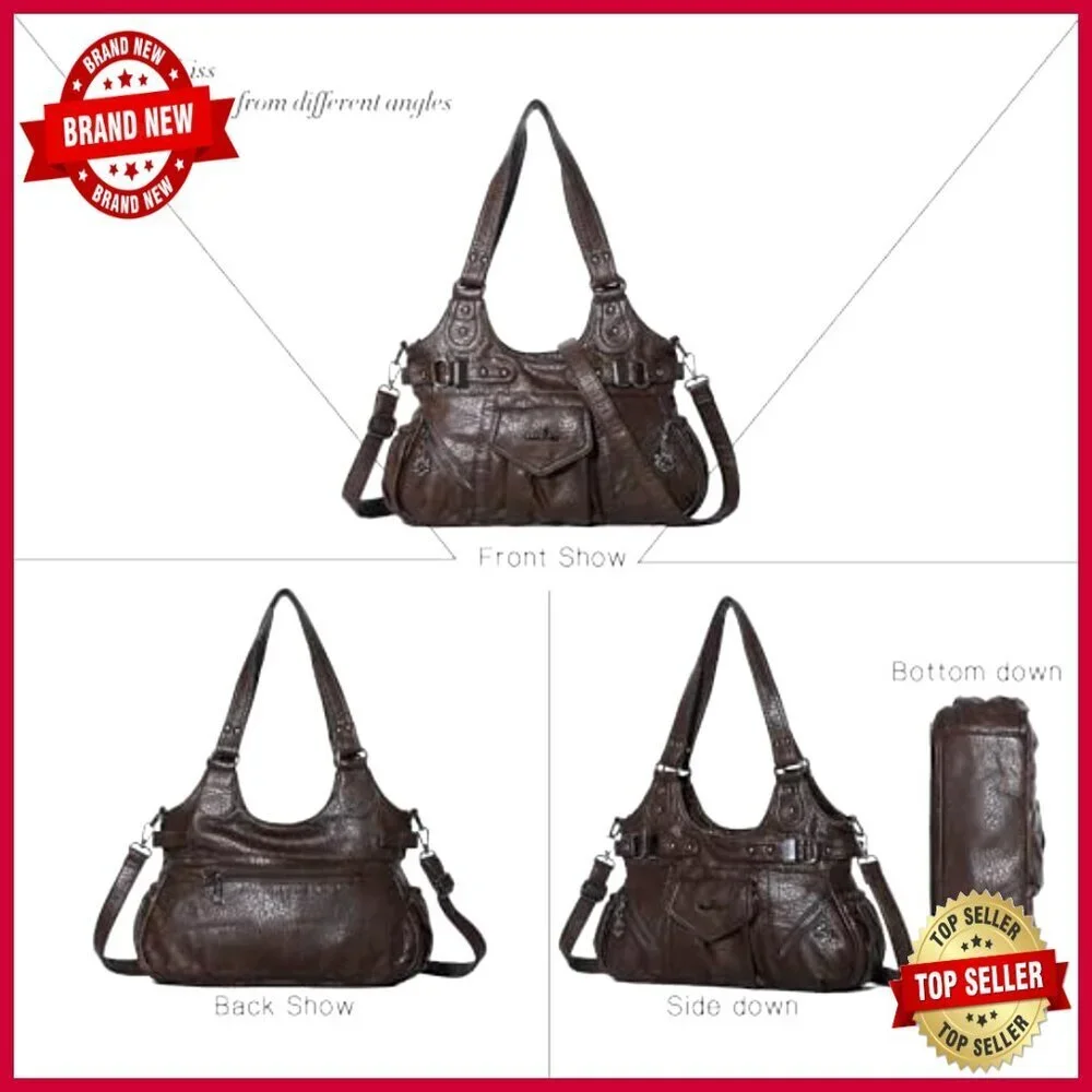 Soft Hobo Shoulder Bag with Adjustable Strap, Multiple Pockets